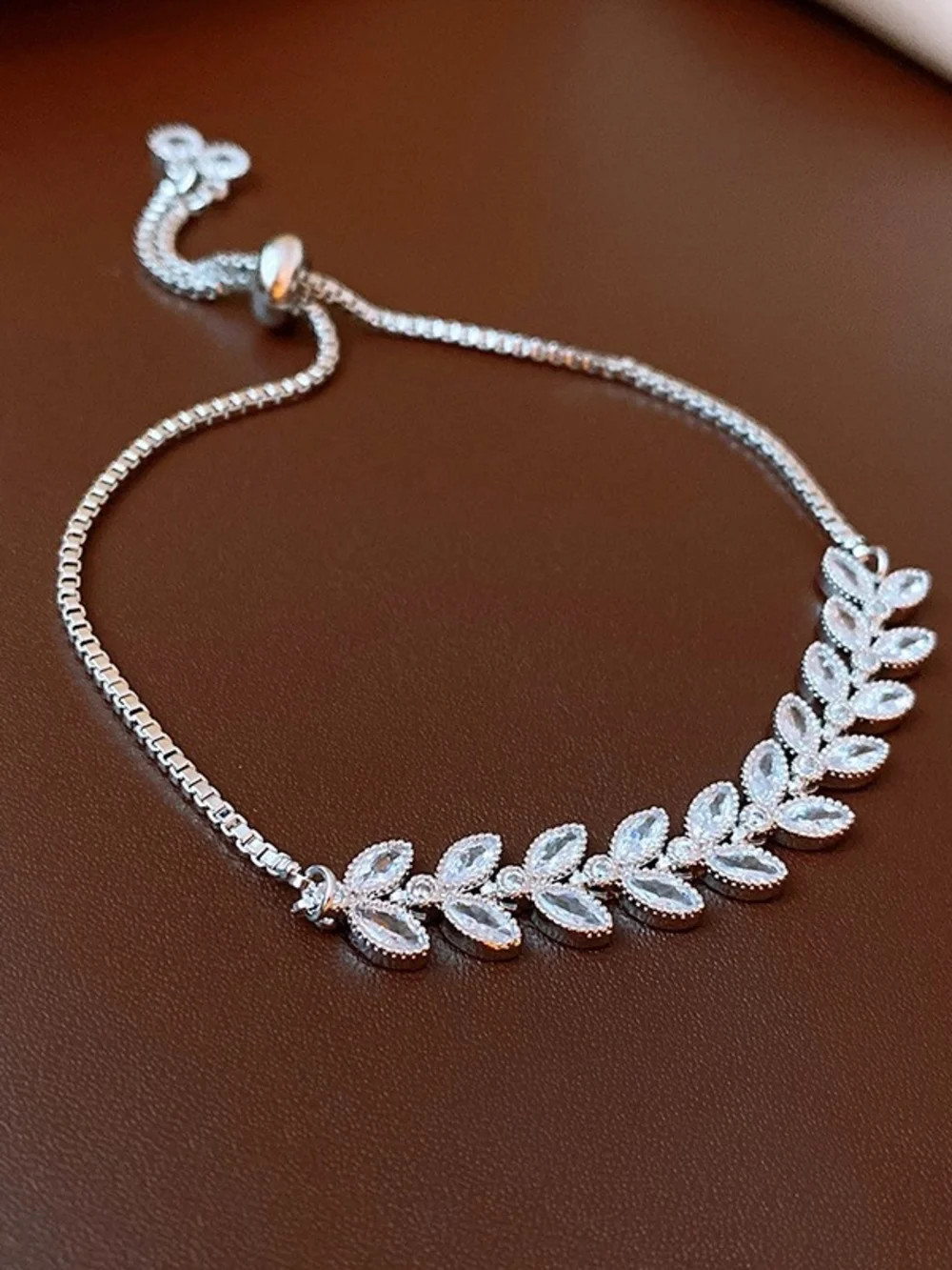 Silver Leaf Slider Bracelet
